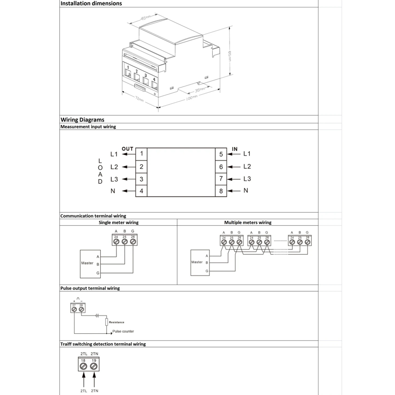 Dac4301 Modbus Ilfheidhme Chliste Trí Chéim Méadar Fuinnimh Uair Réamhíoctha Watt