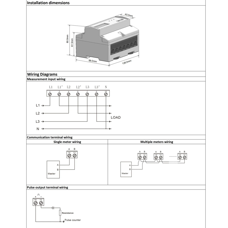 Dac7301C DIN Iarnród AC Trí Chéim Modbus Méadar Fuinnimh Leictreach