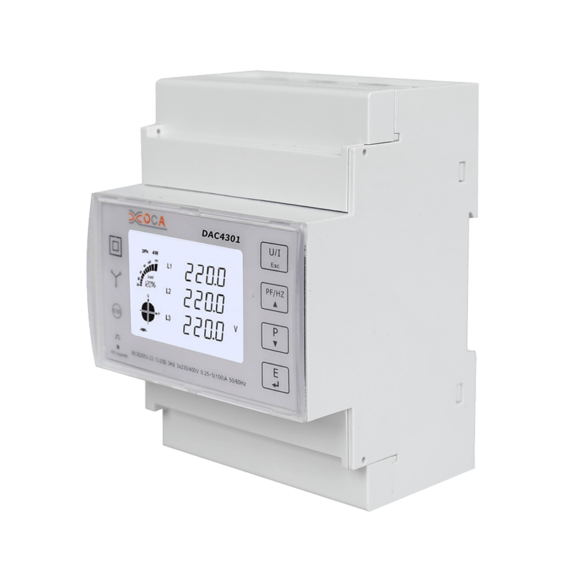 Méadar Leictreonach Cliste Gan Sreang Iarnróid DIN Modbus Trí Chéim