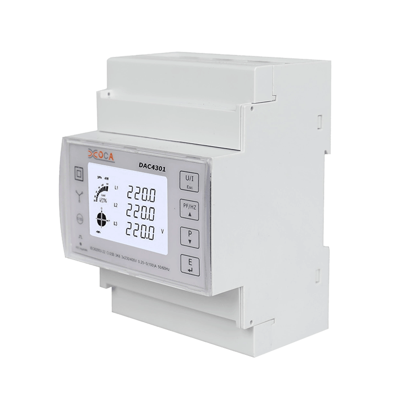 Méadar Leictreonach Cliste Gan Sreang Iarnróid DIN Modbus Trí Chéim