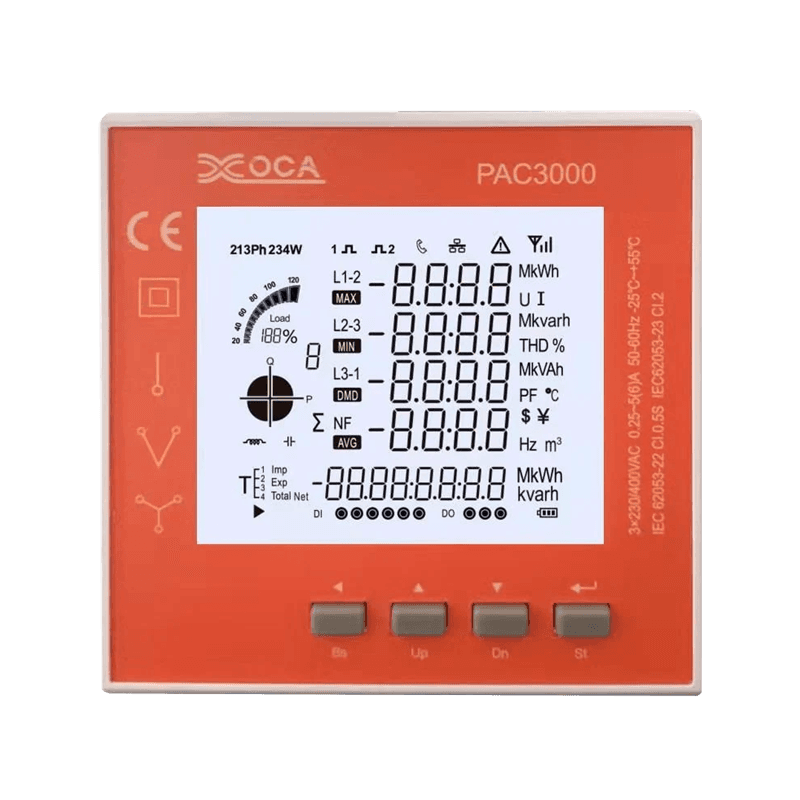 Méadar Cumhachta Painéal Chliste PAC3000 LCD